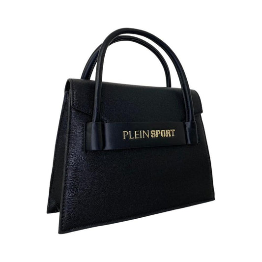Plein Sport Elegant Black Tote with Logo Accent black-polyurethane-handbag-71