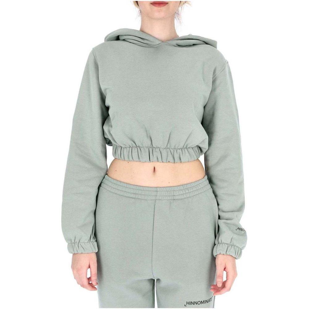 Hinnominate Chic Cropped Hooded Cotton Sweatshirt green-cotton-sweater-67
