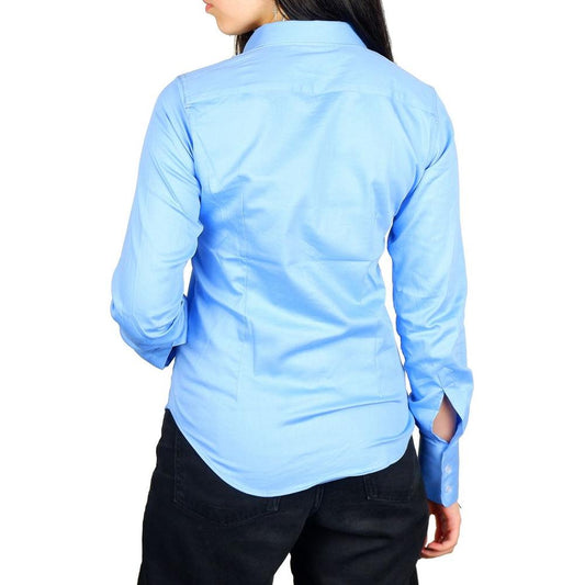 Made in Italy Elegant Satin Cotton Milano Shirt light-blue-cotton-shirt-65