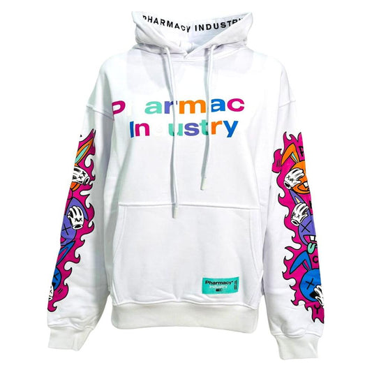 Pharmacy Industry Chic Cotton Hoodie with Graphic Sleeve Prints white-cotton-sweater-56