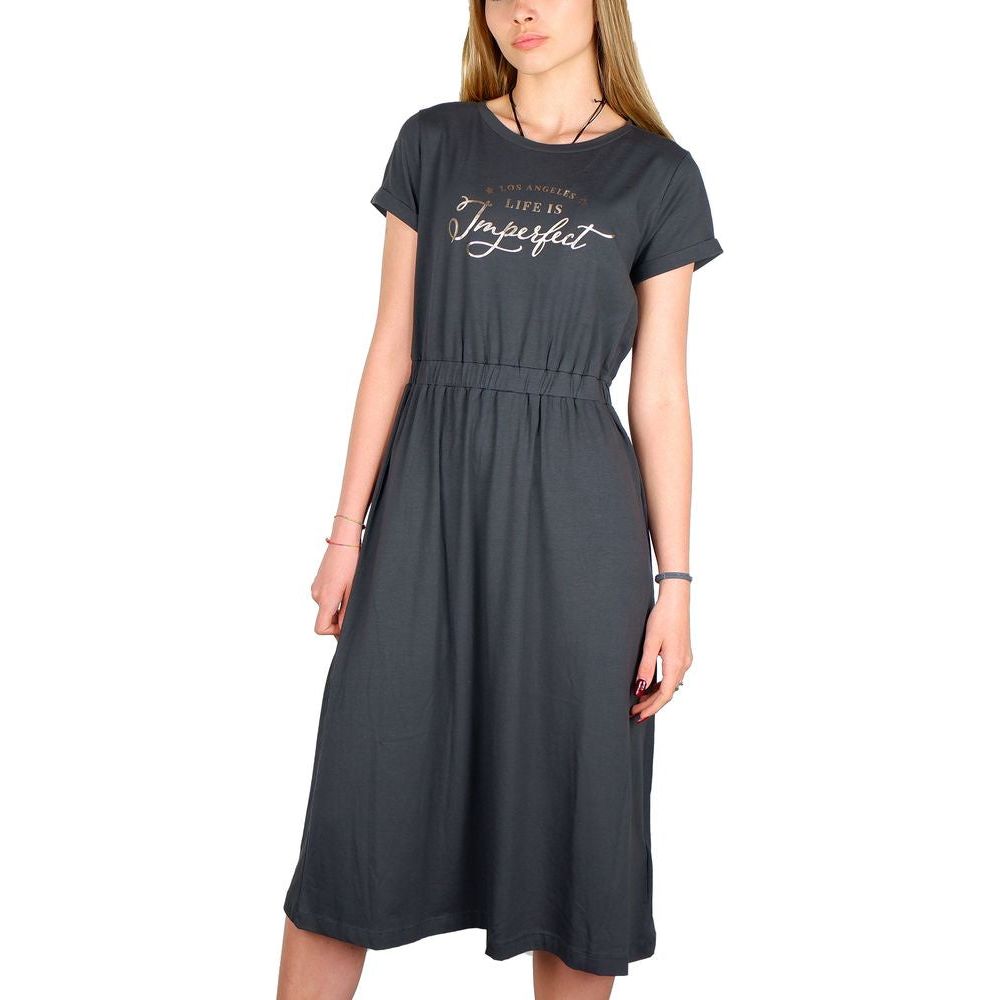 Imperfect Elegant Stretch Dress with Front Print black-cotton-dress-17