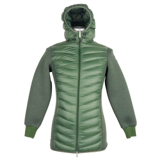 Centogrammi Elegant Hooded Long Down Jacket in Dark Green green-nylon-jackets-coat-3