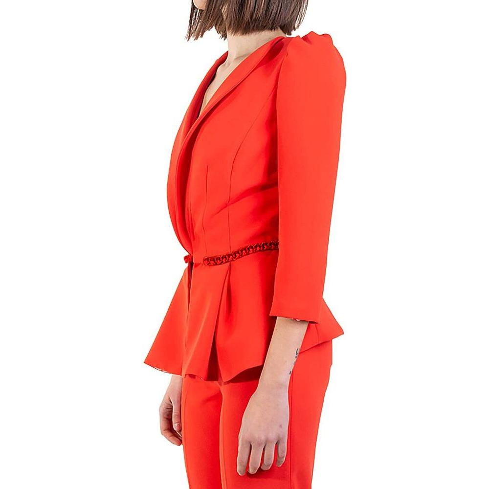Elisabetta Franchi Chic Crepe Chain-Waist Jacket in Pink red-suits-blazer