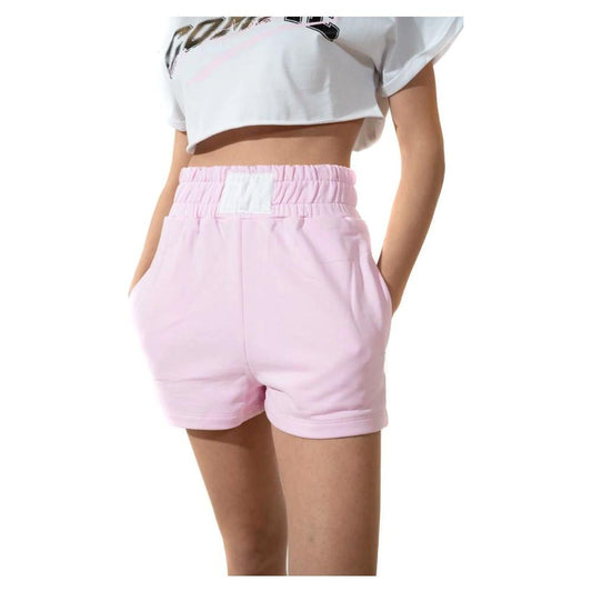 Comme Des Fuckdown Chic Stretch Cotton Logo Shorts pink-cotton-short-1