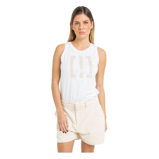 Imperfect Studded Logo Cotton Tank Top for Women white-tops-t-shirt-3