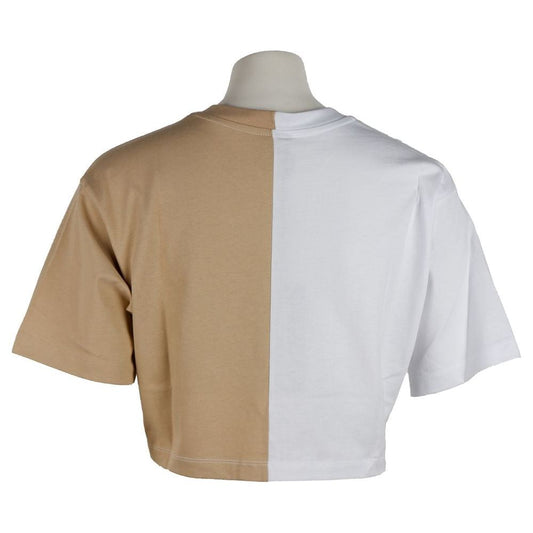 Comme Des Fuckdown Beige Couture Logo Tee with Two-Tone Print beige-cotton-tops-t-shirt-7
