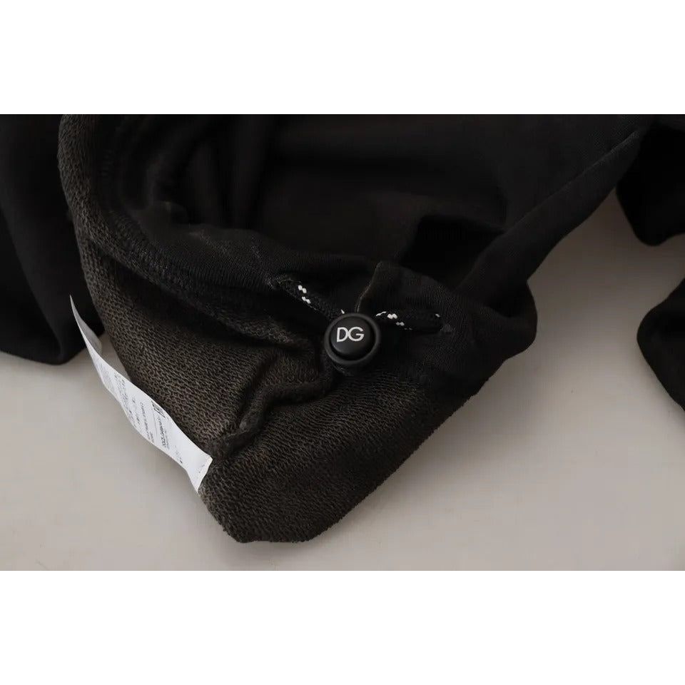 Dolce & Gabbana Black Cotton Logo Hooded Sweatshirt Sweater black-cotton-logo-hooded-sweatshirt-sweater