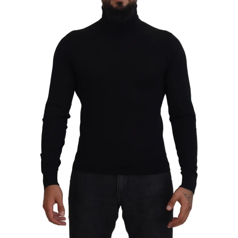 Black Cashmere Turtleneck Pullover Sweater