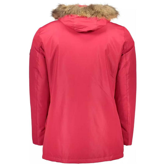 Pink Hooded Jacket with Removable Fur