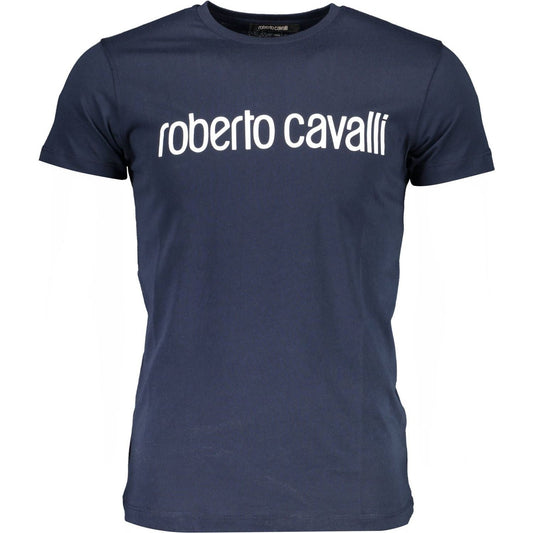 Roberto Cavalli Elegant Crew Neck Printed Tee - Summer Blue elegant-crew-neck-printed-tee-summer-blue
