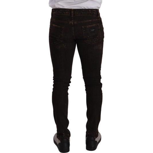 Dolce & Gabbana Slim Fit Distressed Skinny Denim Jeans brown-distressed-slim-fit-skinny-denim-jeans