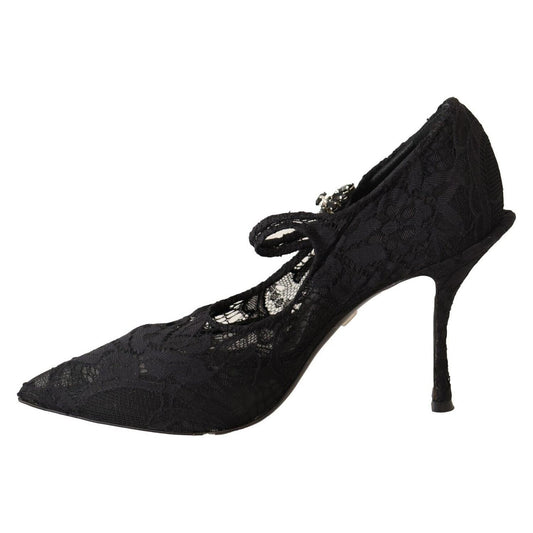 Dolce & Gabbana | Elegant Black Lace Stiletto Pumps| McRichard Designer Brands   
