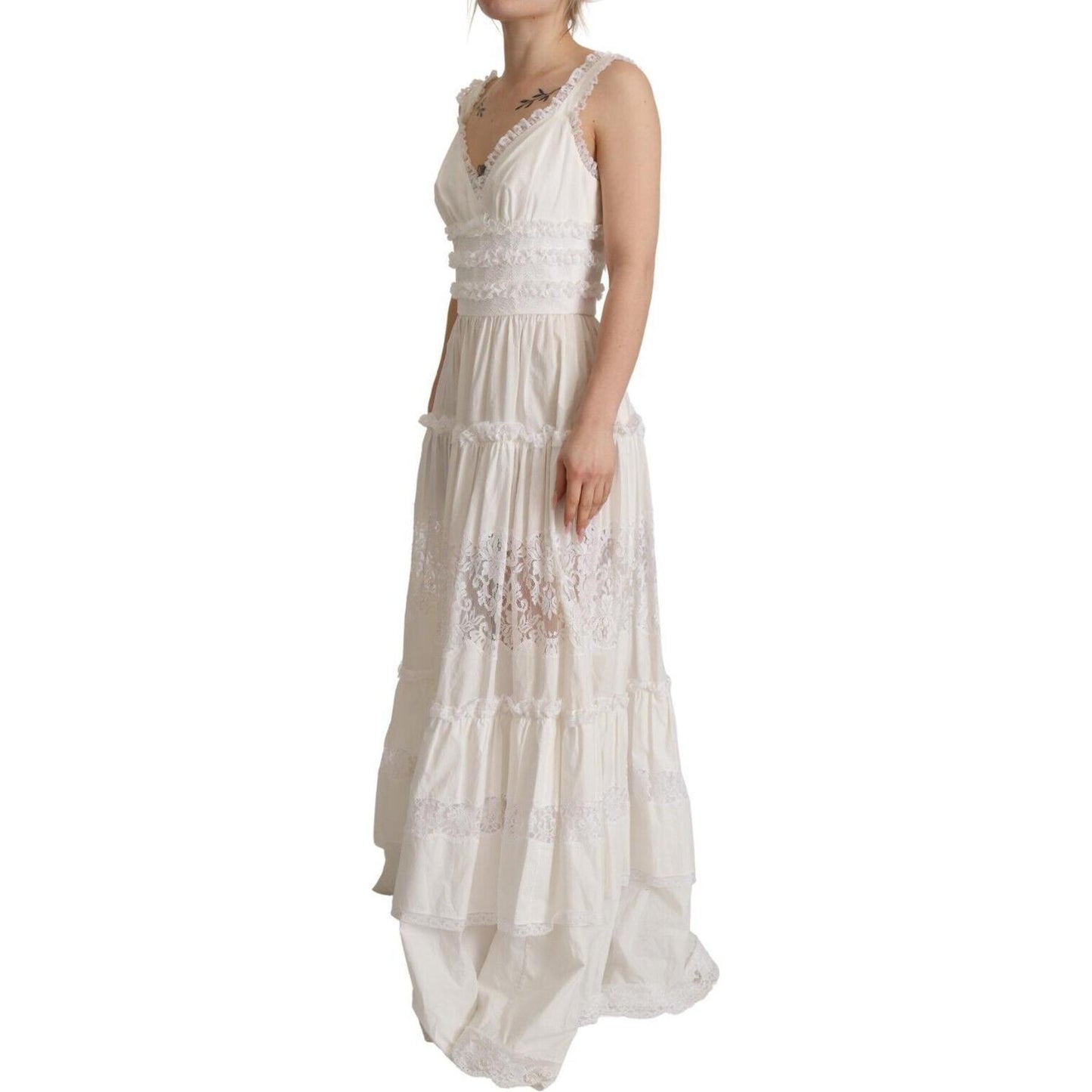 Elegant White A-Line Tiered Maxi Dress
