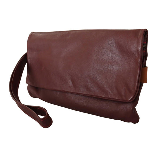 CLAUDIO CUTULI Elegant Brown Leather Clutch with Silver Detailing elegant-brown-leather-clutch-with-silver-detailing