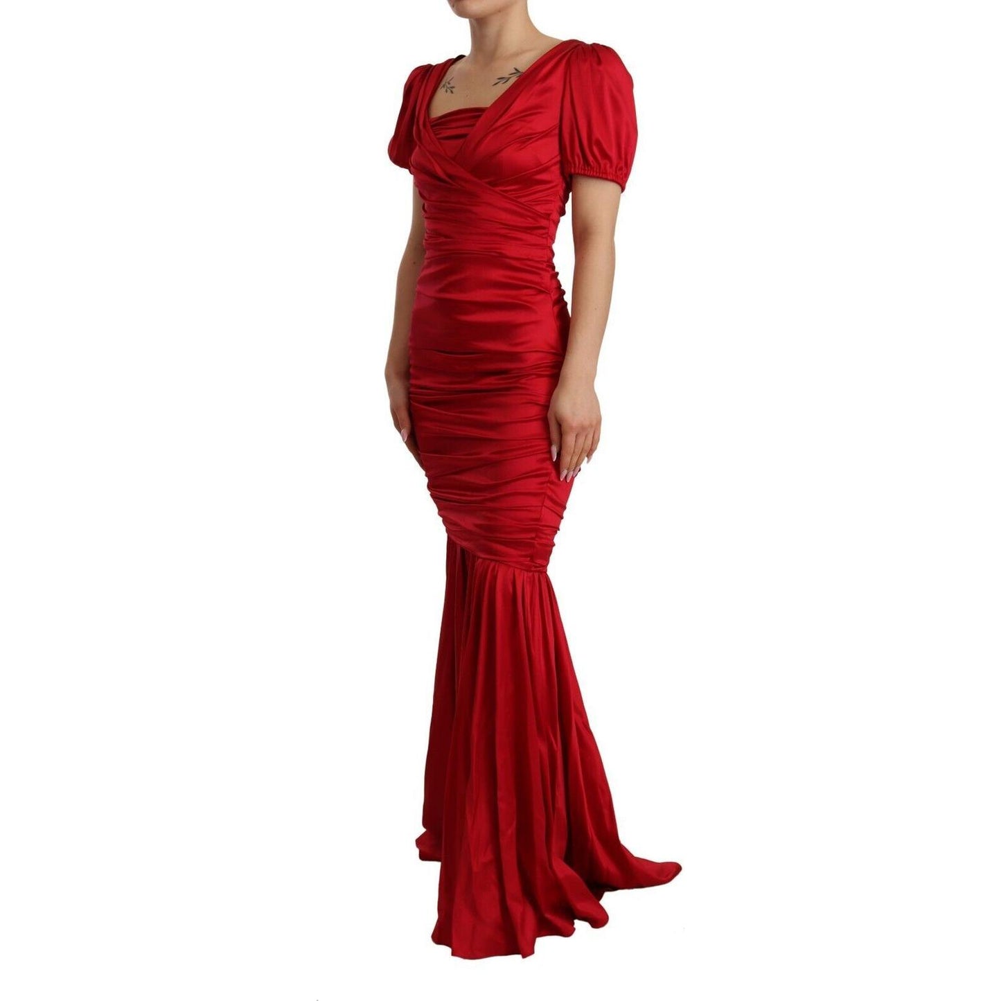 Dolce & Gabbana Elegant Red Silk Stretch Mermaid Dress elegant-red-silk-stretch-mermaid-dress