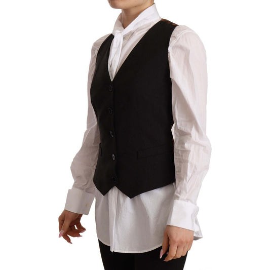 Dolce & Gabbana Elegant Black Buttoned Vest Top elegant-black-buttoned-vest-top