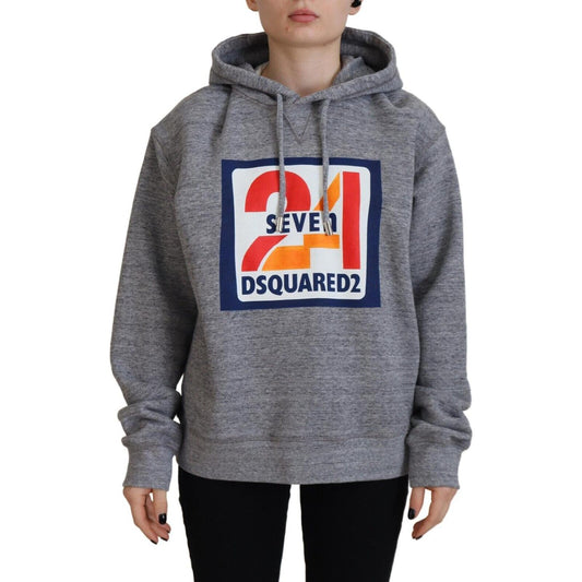Dsquared² Gray Logo Print Cotton Hoodie Sweatshirt Sweater gray-logo-print-cotton-hoodie-sweatshirt-sweater