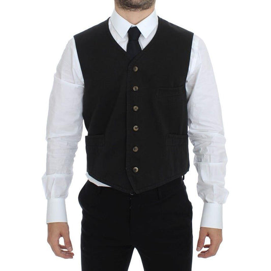Dolce & GabbanaElegant Black Cotton Blend Dress VestMcRichard Designer Brands£219.00