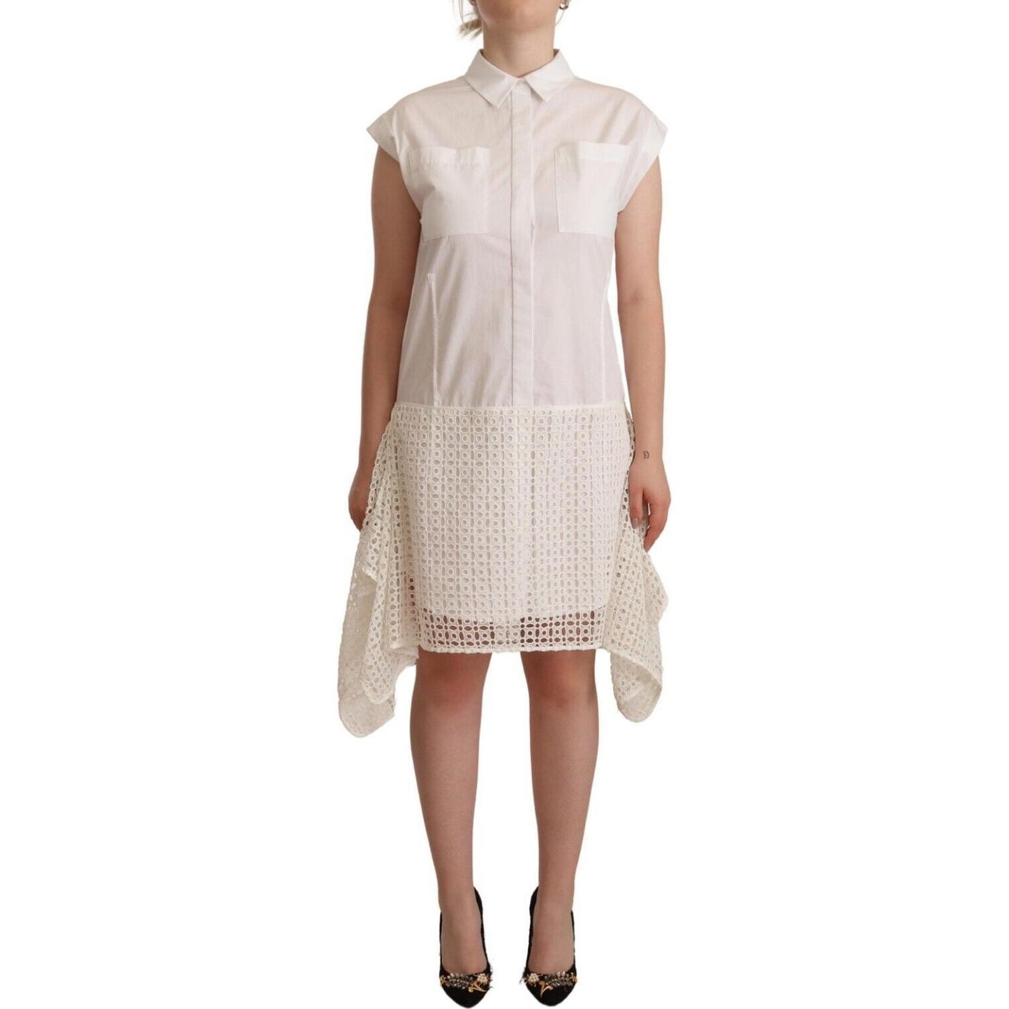 McRichard Designer Brands Elegant White Button-Down Cotton Dress elegant-white-button-down-cotton-dress