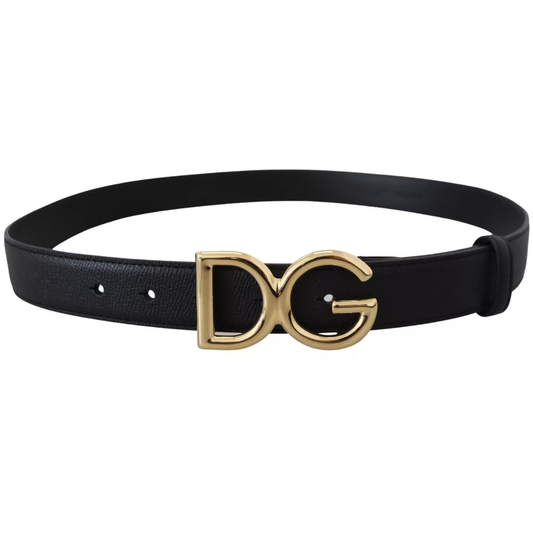 Dolce & Gabbana Black Leather GOLD DG Logo Buckle Womens black-leather-gold-dg-logo-buckle-womens