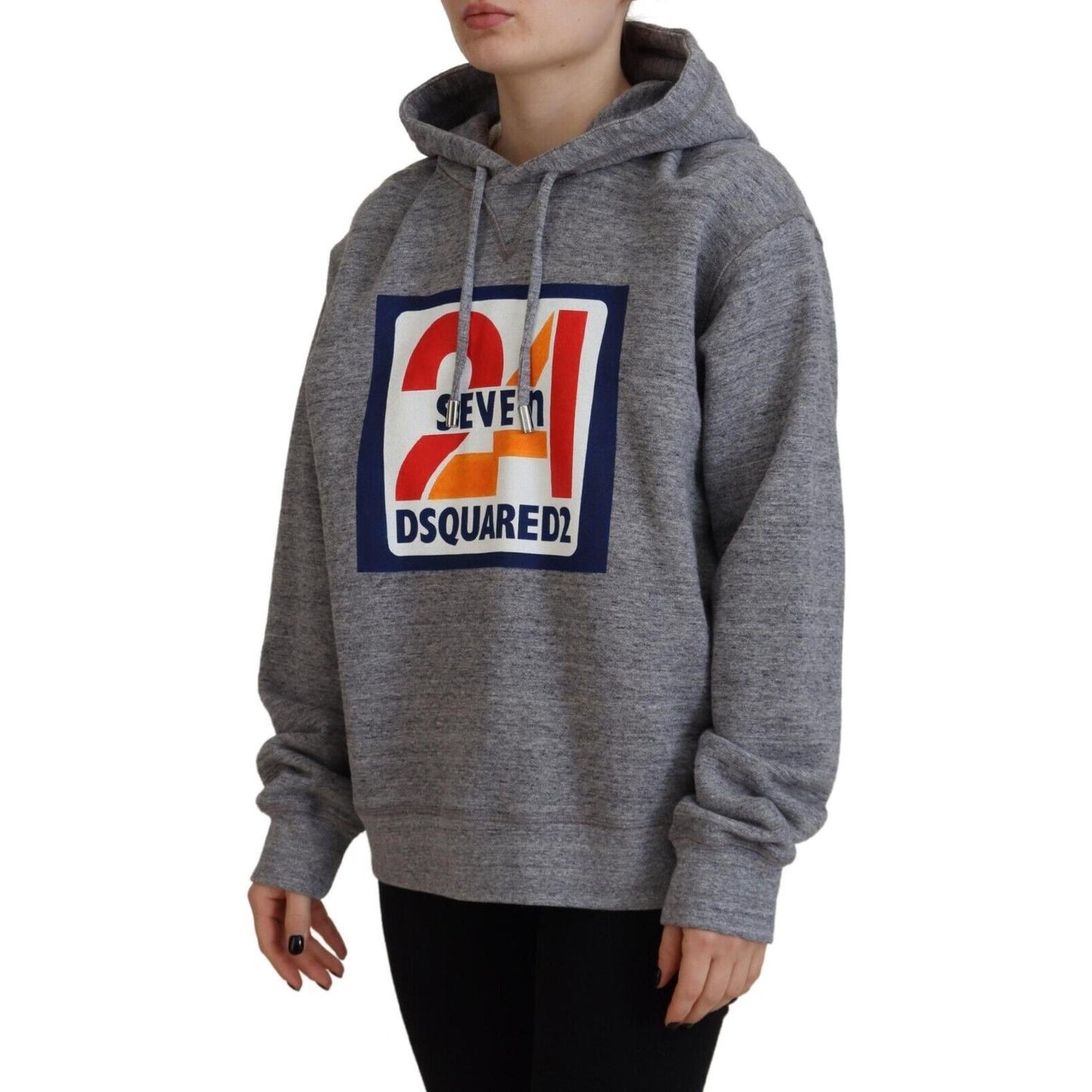 Dsquared² Gray Logo Print Cotton Hoodie Sweatshirt Sweater gray-logo-print-cotton-hoodie-sweatshirt-sweater