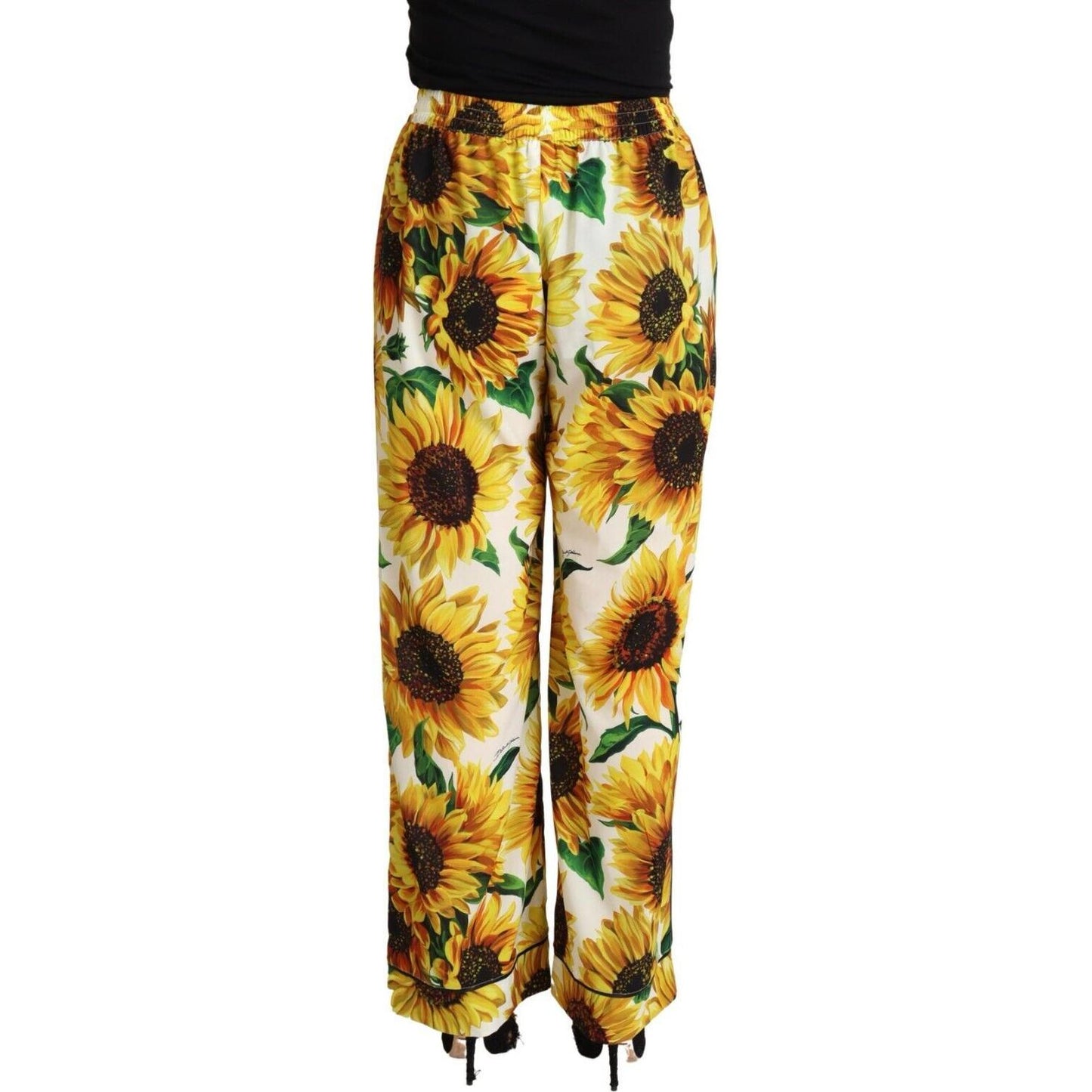 Dolce & Gabbana Elegant Sunflower Wide Leg Pants elegant-sunflower-wide-leg-pants