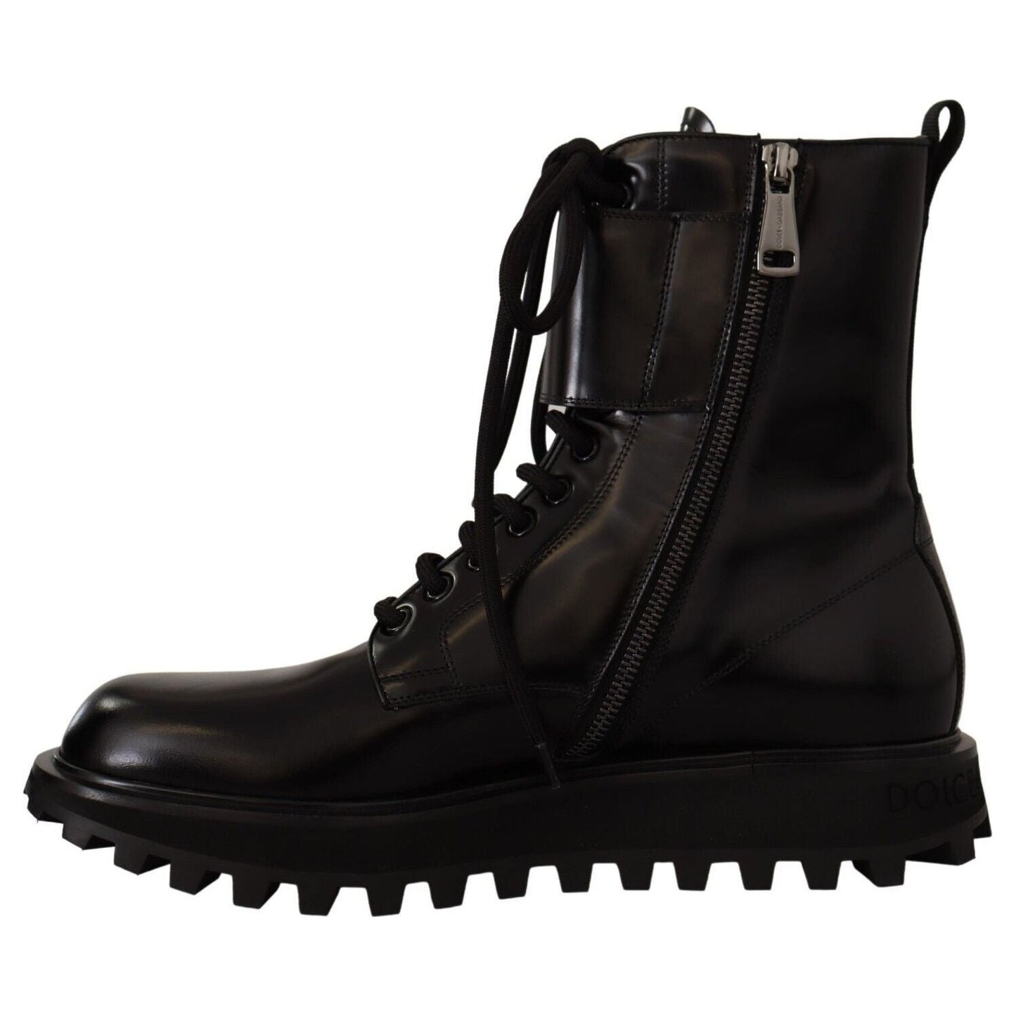 Dolce & Gabbana | Elegant Black Leather Ankle Boots| McRichard Designer Brands   