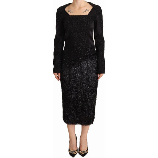 Masha Ma Elegant Black Embellished Sheath Midi Dress elegant-black-embellished-sheath-midi-dress