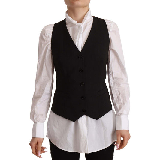 Dolce & Gabbana Elegant Black Buttoned Vest Top elegant-black-buttoned-vest-top