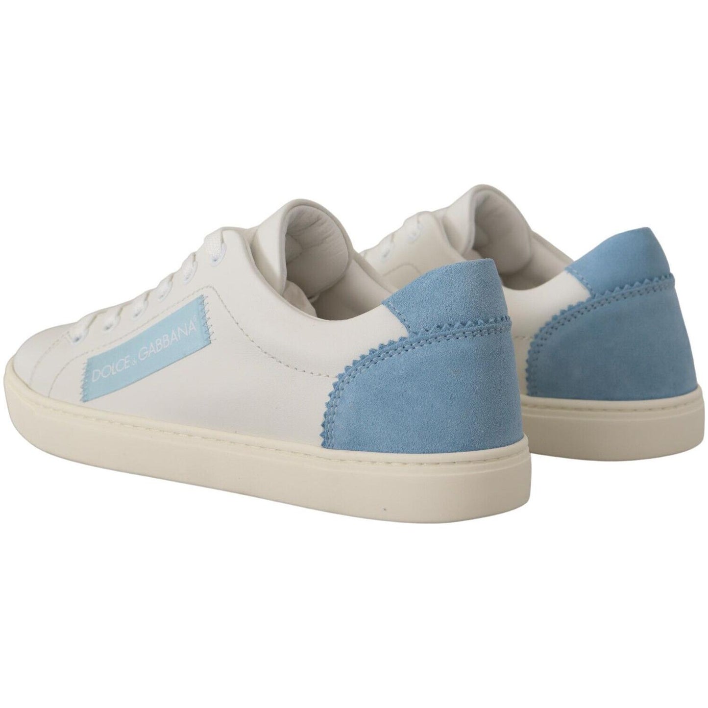 Dolce & Gabbana Exquisite Italian Leather Low-Top Sneakers white-blue-leather-low-top-sneakers-shoes
