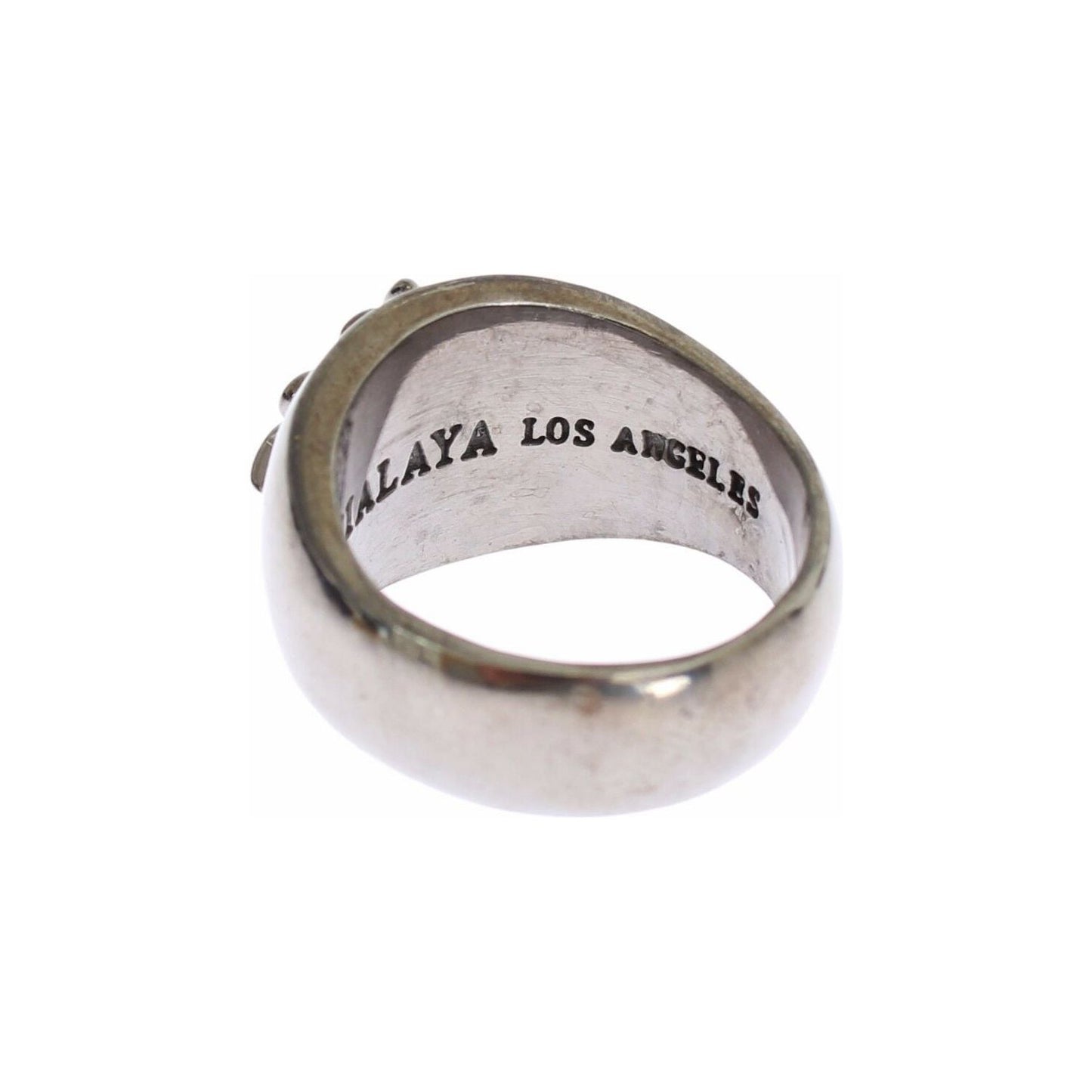 Nialaya Sterling Silver Rhodium Men's Statement Ring Ring silver-925-sterling-authentic-crest-ring