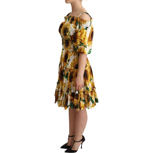 Elegant Sunflower Open Shoulder Dress