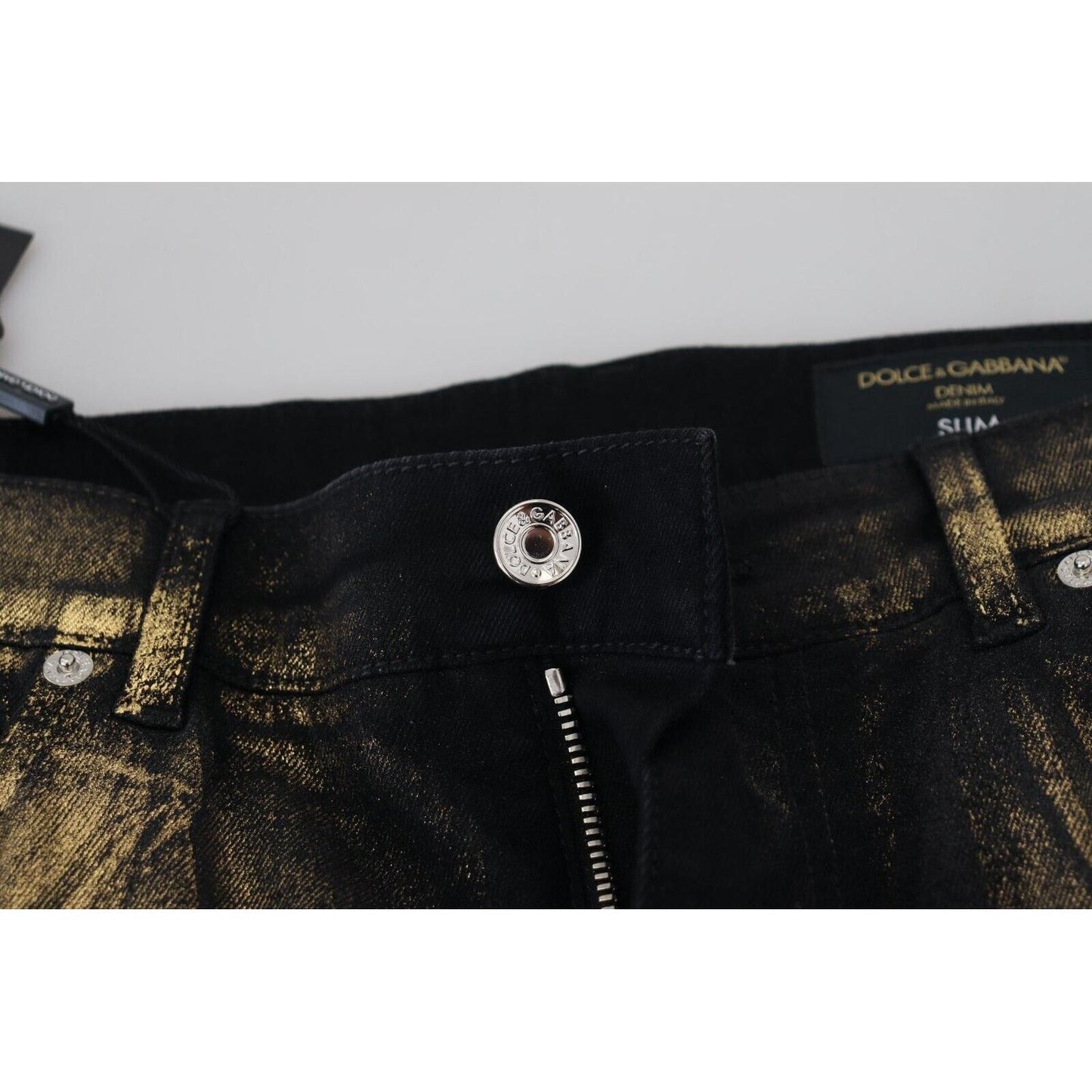 Dolce & Gabbana Elegant Black Gold Dust Jeans black-gold-dusting-cotton-casual-denim-jeans
