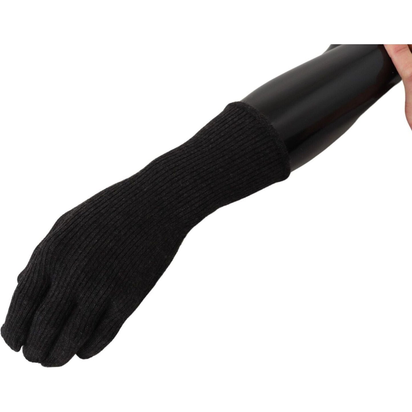 Dolce & Gabbana Elegant Silk Blend Winter Gloves black-cashmere-silk-hands-mitten-mens-gloves
