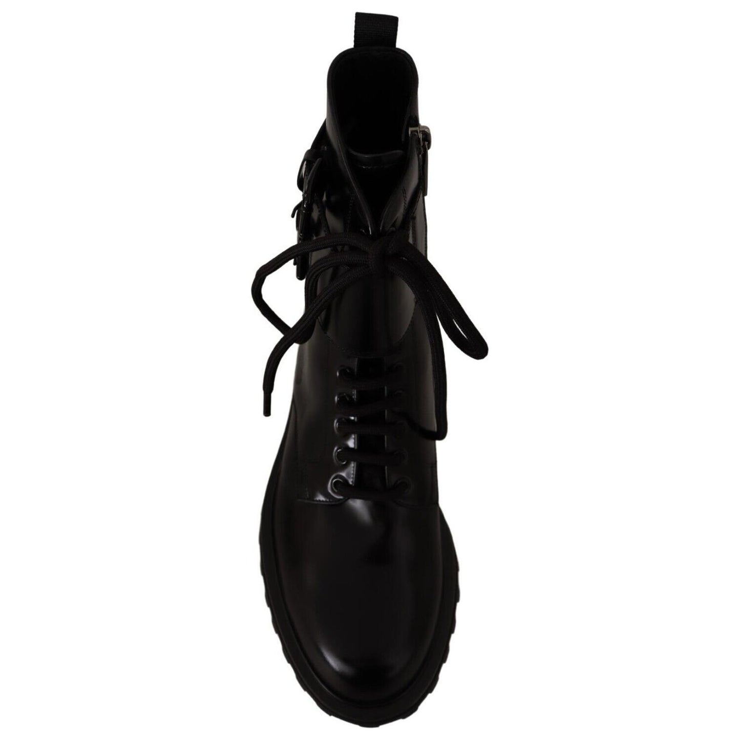 Dolce & Gabbana | Elegant Black Leather Ankle Boots| McRichard Designer Brands   