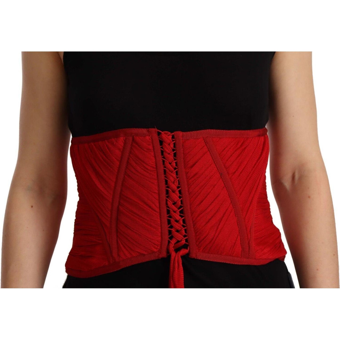 Dolce & Gabbana Elegant Red Silk Corset Belt Top elegant-red-silk-corset-belt-top