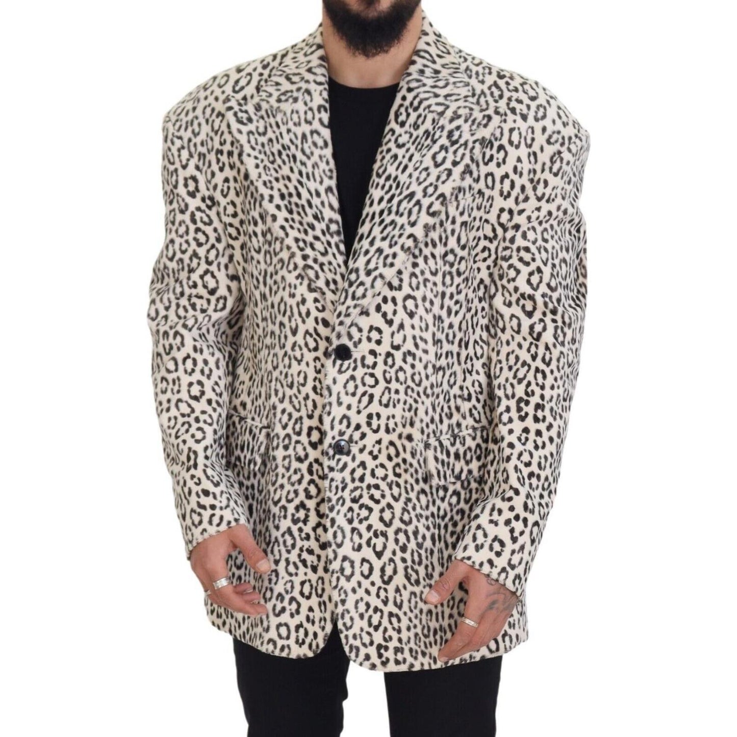 Dolce & Gabbana Elegant White Slim-Fit Blazer white-leopard-single-breasted-coat-blazer
