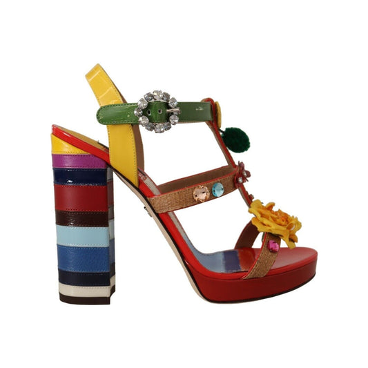 Dolce & Gabbana Multicolor Floral Ankle Strap Heels multicolor-floral-ankle-strap-heels