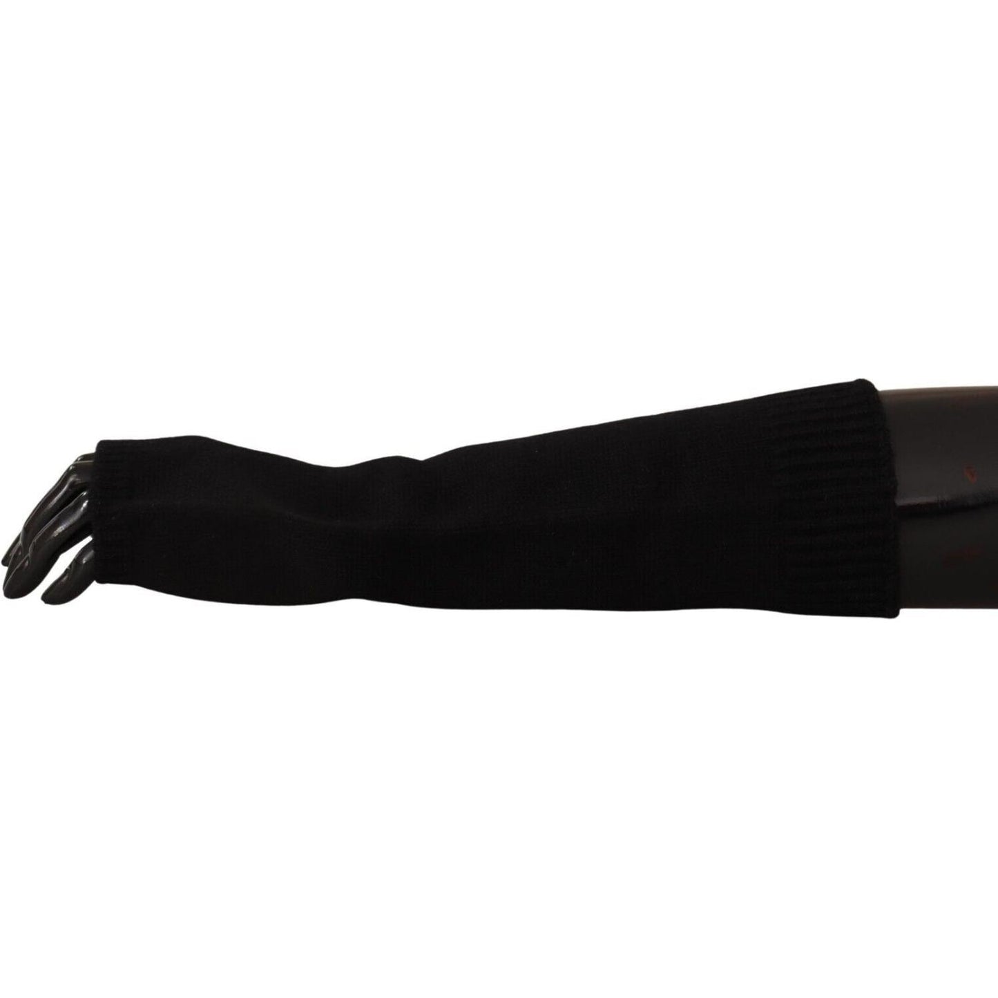 Dolce & Gabbana Elegant Black Cashmere Fingerless Gloves black-knitted-fingerless-elbow-length-gloves