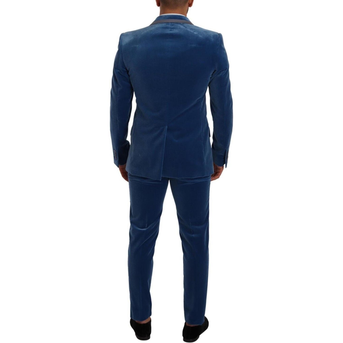 Dolce & Gabbana Elegant Velvet Blue Slim Fit Suit elegant-velvet-blue-slim-fit-suit