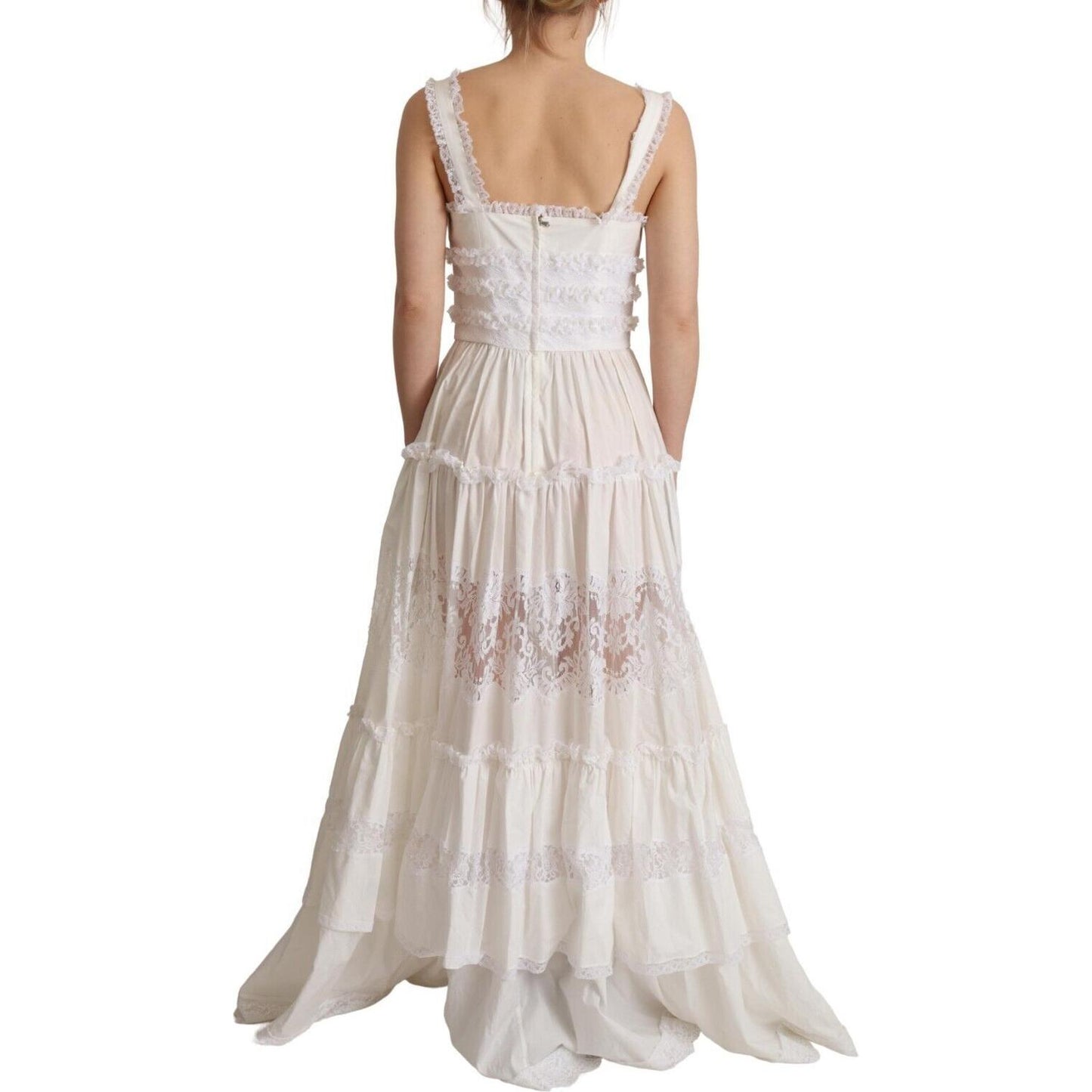 Elegant White A-Line Tiered Maxi Dress