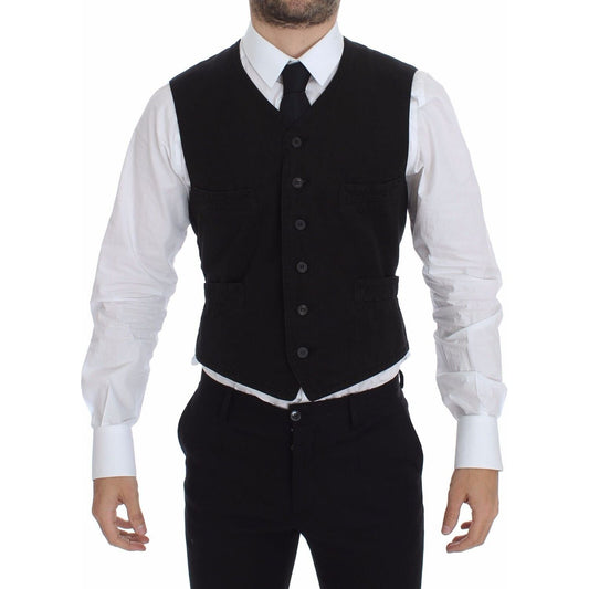 Dolce & GabbanaElegant Black Cotton Blend Dress VestMcRichard Designer Brands£169.00
