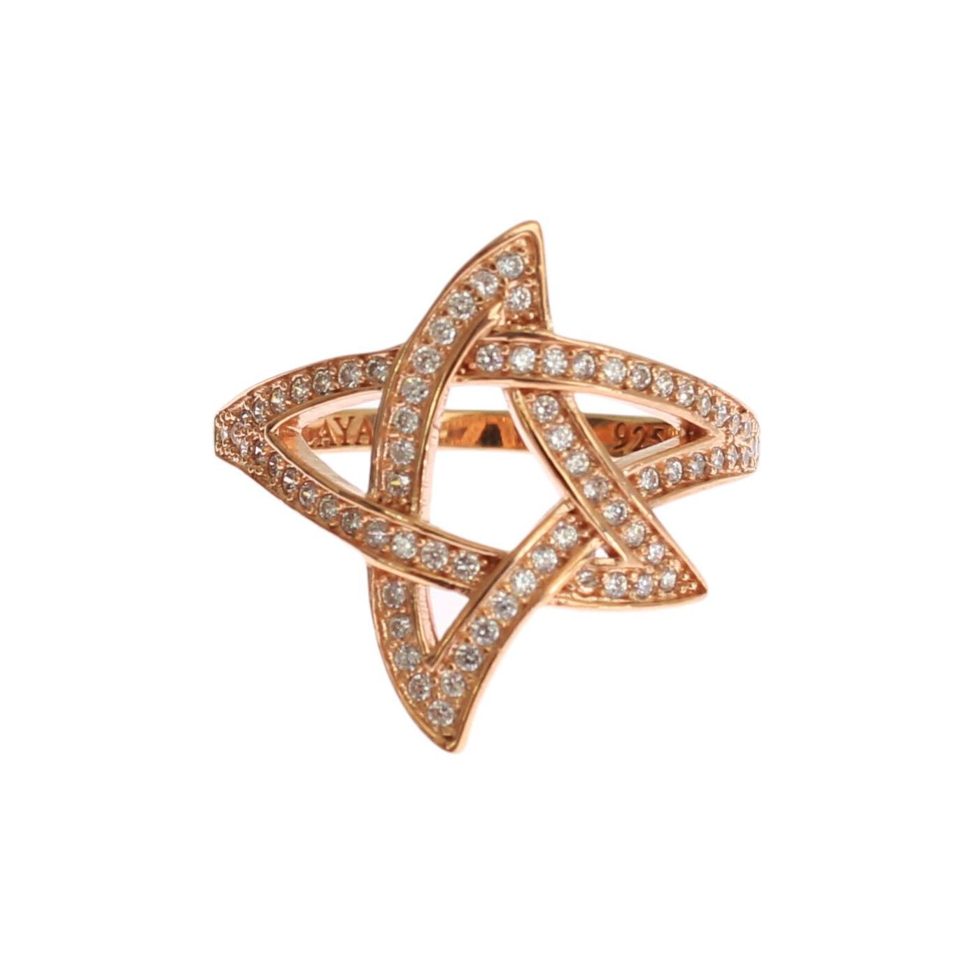 Nialaya Pink Gold Plated Silver CZ Crystal Ring Ring womens-clear-cz-gold-925-silver-ring