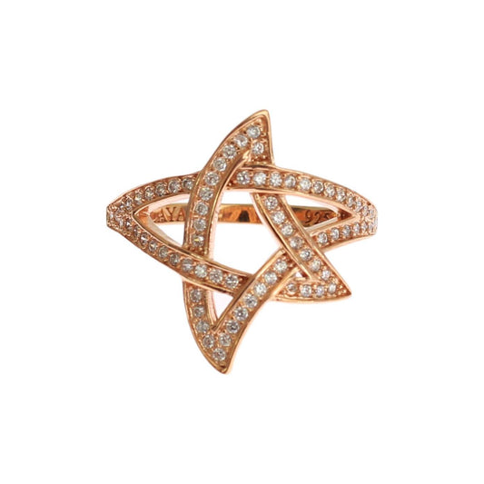 Pink Gold Plated Silver CZ Crystal Ring