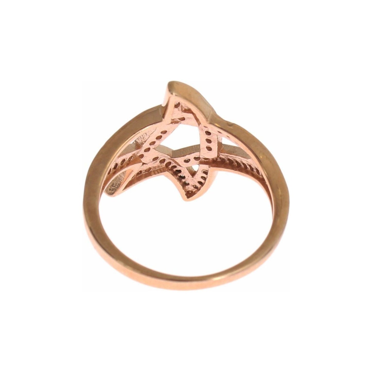 Nialaya Pink Gold Plated Silver CZ Crystal Ring Ring womens-clear-cz-gold-925-silver-ring
