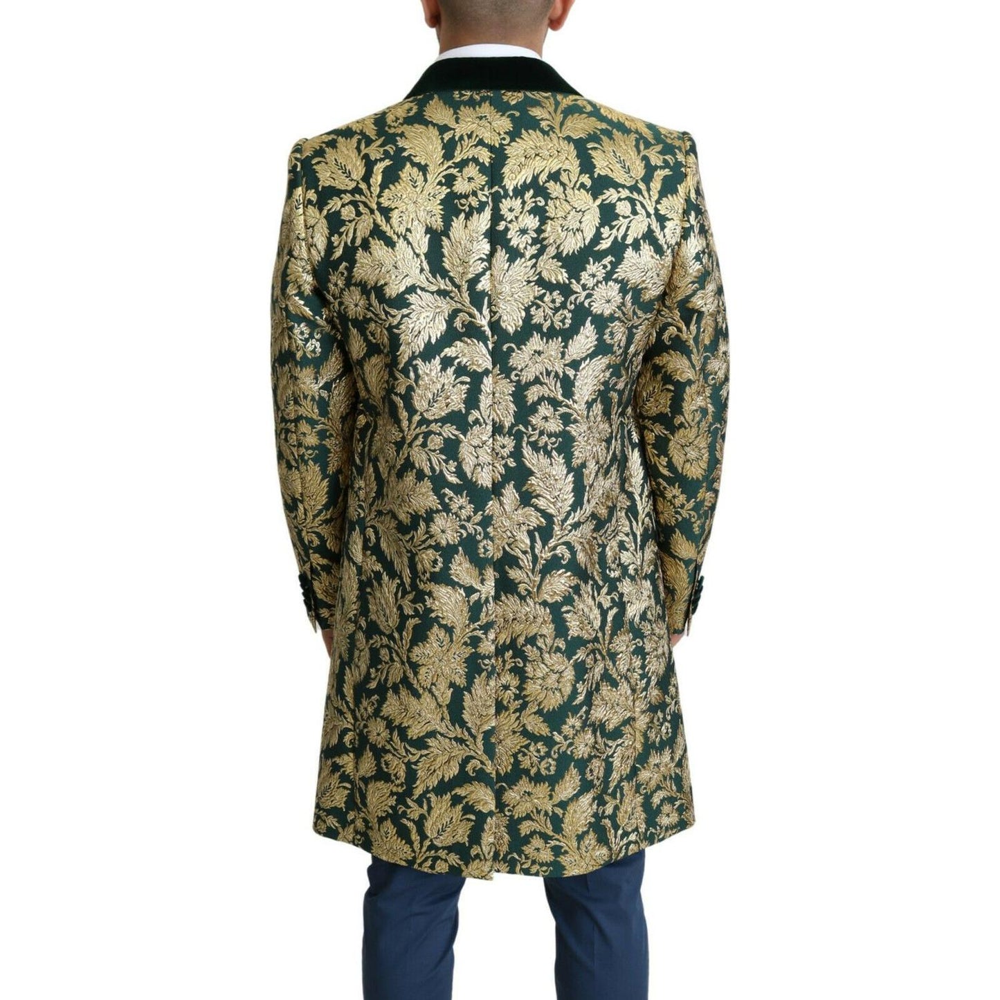Dolce & Gabbana | Elegant Gold Green Jacquard Sicilia Jacket| McRichard Designer Brands   