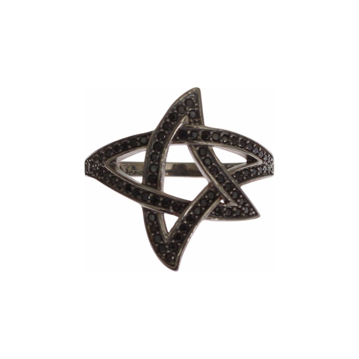 Nialaya Chic Black Rhodium Silver CZ Crystal Ring Ring black-cz-rhodium-925-silver-womens-ring