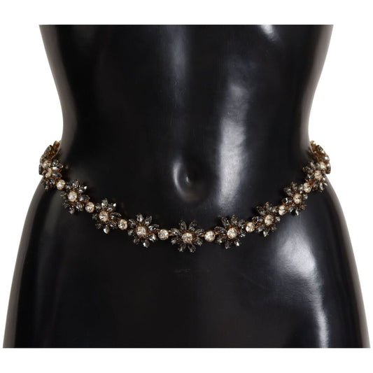 Dolce & GabbanaElegant Crystal Daisy Chain Leather BeltMcRichard Designer Brands£589.00