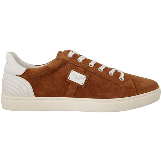 Dolce & Gabbana Elegant Two-Tone Leather Sneakers brown-suede-leather-low-tops-sneakers-shoes