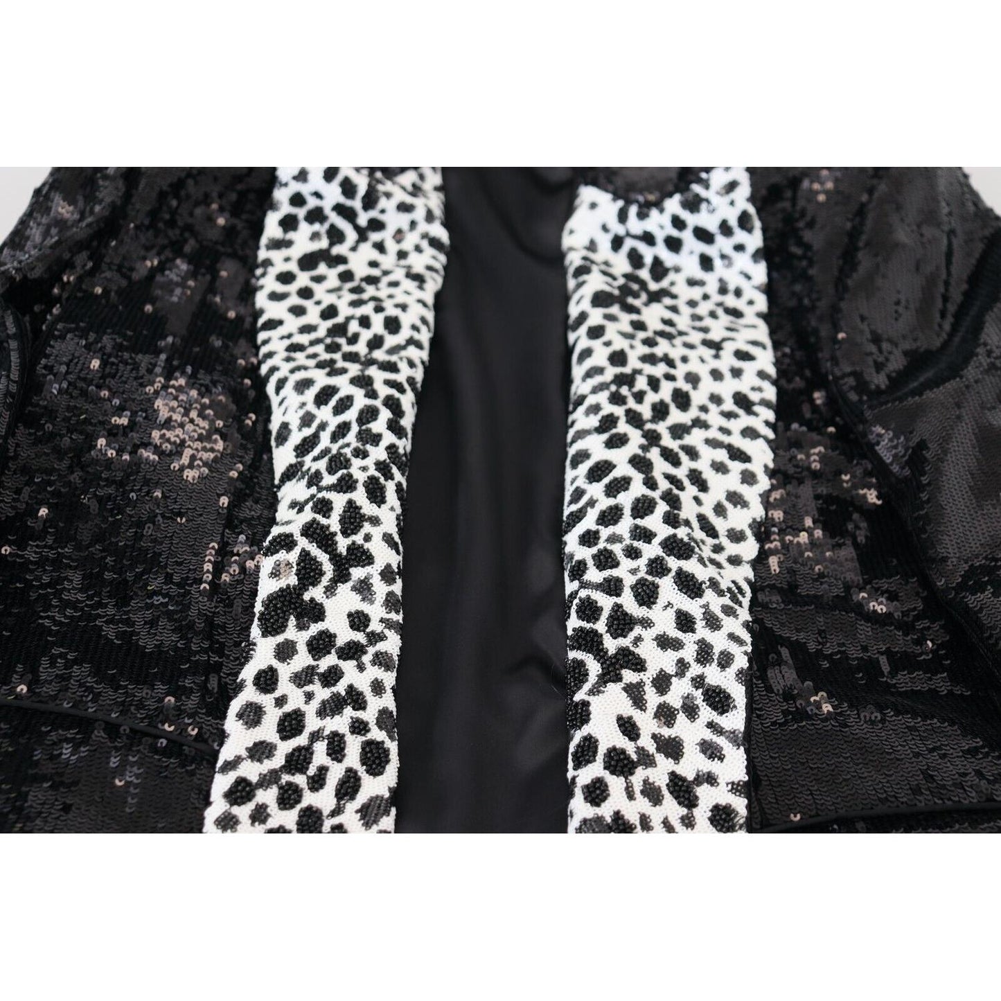 Dolce & Gabbana Elegant Black Single Breasted Blazer black-sequined-cow-pattern-nylon-blazer